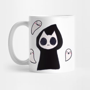 Cute Grim reaper cat and ghosts Mug